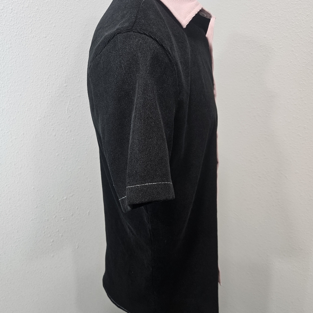 Romwe 2 tone velvet men's button short-sleeve medium - Picture 5 of 6
